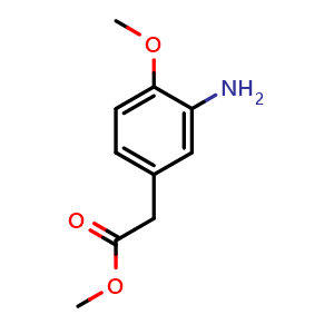 Chemical structure of Methyl 2-(3-amino-4-methoxyphenyl)acetate , CAS 63304-82-5, AChemBlock V145349
