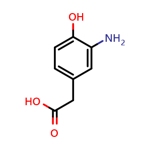 Chemical structure of 2-(3-amino-4-hydroxyphenyl)acetic acid , CAS 38196-08-6, AChemBlock V145350