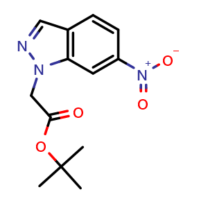 Chemical structure of tert-butyl 2-(6-nitro-1H-indazol-1-yl)acetate , CAS 1193109-27-1, AChemBlock V145390