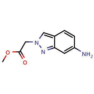 Chemical structure of methyl 2-(6-amino-2H-indazol-2-yl)acetate , CAS 2138193-54-9, AChemBlock V145391