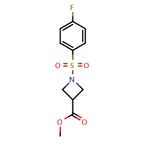 Chemical structure of methyl 1-((4-fluorophenyl)sulfonyl)azetidine-3-carboxylate , CAS 2816913-20-7, AChemBlock V145398