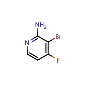 Chemical structure of 3-bromo-4-fluoropyridin-2-amine , CAS 1417407-29-4, AChemBlock V145406