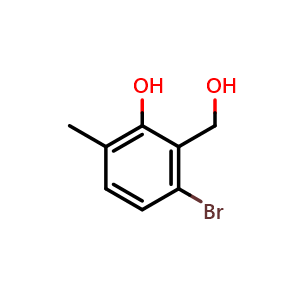 Chemical structure of 3-bromo-2-(hydroxymethyl)-6-methylphenol , CAS 1781173-16-7, AChemBlock V145411