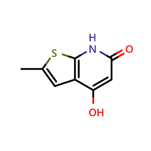 Chemical structure of 4-hydroxy-2-methylthieno[2,3-b]pyridin-6(7H)-one , CAS 104515-14-2, AChemBlock V145415