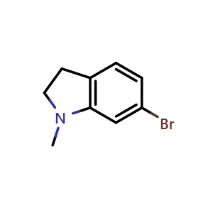 Chemical structure of 6-bromo-1-methylindoline , CAS 86626-30-4, AChemBlock V145422