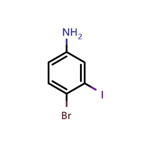 Chemical structure of 4-bromo-3-iodoaniline , CAS 63037-64-9, AChemBlock V145429