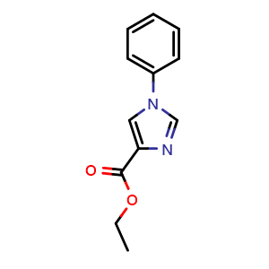 Chemical structure of Ethyl 1-phenyl-1H-imidazole-4-carboxylate , CAS 197079-08-6, AChemBlock V145448