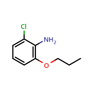 Chemical structure of 2-chloro-6-propoxyaniline , CAS 1378863-16-1, AChemBlock V145459