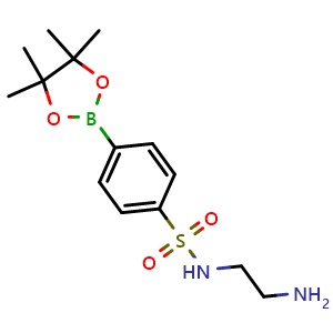 Chemical structure of N-(2-aminoethyl)-4-(4,4,5,5-tetramethyl-1,3,2-dioxaborolan-2-yl)benzenesulfonamide , CAS 1228148-98-8, AChemBlock V145499