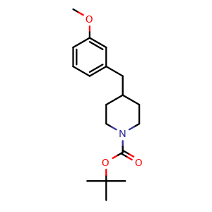 Chemical structure of tert-butyl 4-(3-methoxybenzyl)piperidine-1-carboxylate , CAS 1800302-80-0, AChemBlock V145503