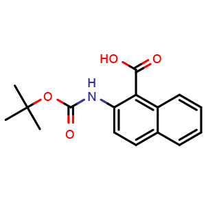 Chemical structure of 2-((tert-butoxycarbonyl)amino)-1-naphthoic acid , CAS 681246-48-0, AChemBlock V145509