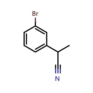 Chemical structure of 2-(3-bromophenyl)propanenitrile , CAS 341009-06-1, AChemBlock V145521