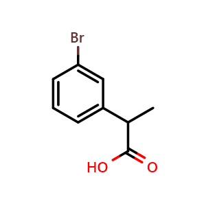 Chemical structure of 2-(3-bromophenyl)propanoic acid , CAS 53086-52-5, AChemBlock V145522