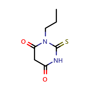 Chemical structure of 1-propyl-2-thioxodihydropyrimidine-4,6(1H,5H)-dione , CAS 65959-98-0, AChemBlock V145531