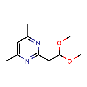 Chemical structure of 2-(2,2-dimethoxyethyl)-4,6-dimethylpyrimidine , CAS 91543-94-1, AChemBlock V145552
