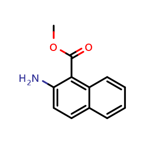 Chemical structure of methyl 2-amino-1-naphthoate , CAS 91569-18-5, AChemBlock V145557