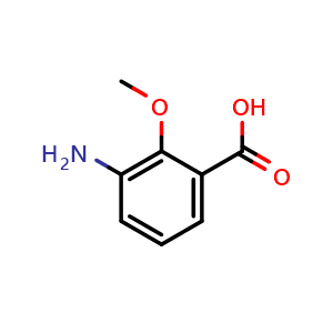 Chemical structure of 3-amino-2-methoxybenzoic acid , CAS 861306-04-9, AChemBlock V145558