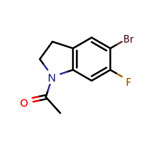 Chemical structure of 1-(5-bromo-6-fluoroindolin-1-yl)ethan-1-one , CAS 1780314-14-8, AChemBlock V145562