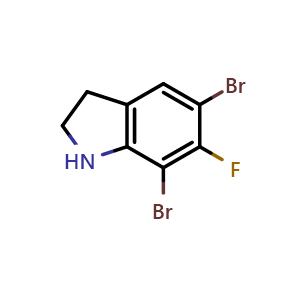 Chemical structure of 5,7-dibromo-6-fluoroindoline , AChemBlock V145565