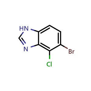 Chemical structure of 5-bromo-4-chloro-1H-benzo[d]imidazole , CAS 1008361-81-6, AChemBlock V145594