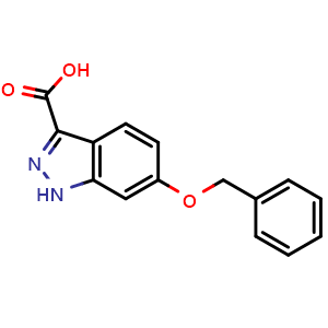 Chemical structure of 6-(benzyloxy)-1H-indazole-3-carboxylic acid , CAS 865887-11-2, AChemBlock V145598