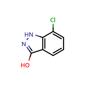Chemical structure of 7-Chloro-3-hydroxyl-1H-indazole , CAS 6290-87-5, AChemBlock V145600