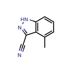 Chemical structure of 4-Methyl-1H-indazole-3-carbonitrile , CAS 29984-94-9, AChemBlock V145606