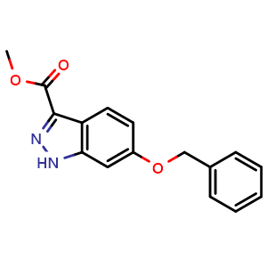 Chemical structure of Methyl 6-(benzyloxy)-1H-indazole-3-carboxylate , CAS 954239-25-9, AChemBlock V145628