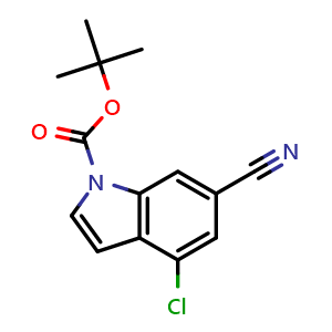 Chemical structure of N-Boc 4-chloro-indole-6-carbonitrile , CAS 3049385-37-4, AChemBlock V145634