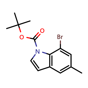 Chemical structure of N-Boc 7-bromo-5-methyl-indole , CAS 442910-70-5, AChemBlock V145640