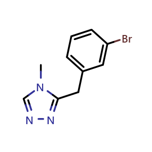Chemical structure of 3-(3-bromobenzyl)-4-methyl-4H-1,2,4-triazole , CAS 1368533-94-1, AChemBlock V145676
