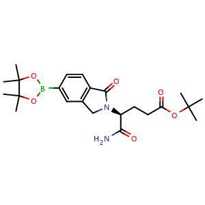 Chemical structure of tert-Butyl (S)-5-amino-5-oxo-4-(1-oxo-5-(4,4,5,5-tetramethyl-1,3,2-dioxaborolan-2-yl)isoindolin-2-yl)pentanoate , CAS 2228048-77-7, AChemBlock V145679