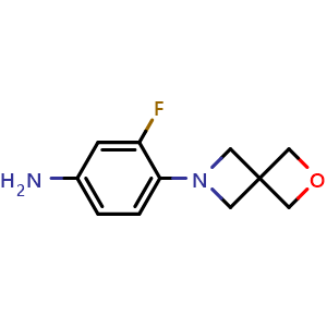 Chemical structure of 3-fluoro-4-(2-oxa-6-azaspiro[3.3]heptan-6-yl)aniline , CAS 1975218-56-4, AChemBlock V145680