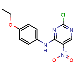 Chemical structure of 2-chloro-N-(4-ethoxyphenyl)-5-nitropyrimidin-4-amine , CAS 1625680-08-1, AChemBlock V145685