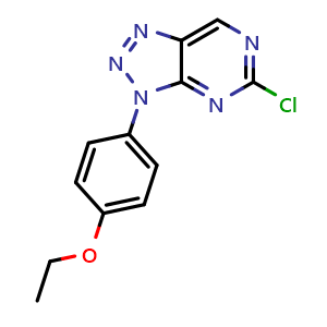 Chemical structure of 5-chloro-3-(4-ethoxyphenyl)-3H-[1,2,3]triazolo[4,5-d]pyrimidine , CAS 1627180-59-9, AChemBlock V145686