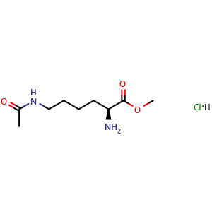 Chemical structure of (S)-methyl 6-acetamido-2-aminohexanoate hydrochloride , CAS 23735-91-3, AChemBlock V145695