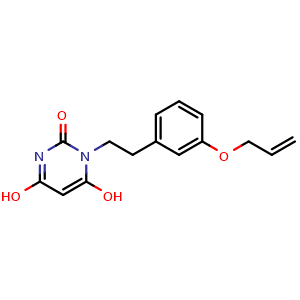 Chemical structure of 1-(3-(allyloxy)phenethyl)-4,6-dihydroxypyrimidin-2(1H)-one , CAS 1445847-86-8, AChemBlock V145702