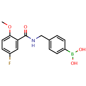 Chemical structure of (4-((5-fluoro-2-methoxybenzamido)methyl)phenyl)boronic acid , CAS 1841504-60-6, AChemBlock V145711