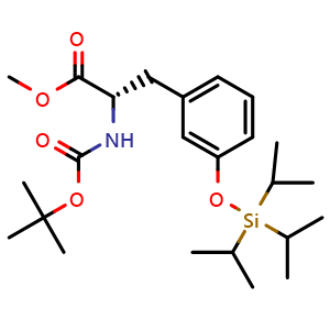 Chemical structure of methyl (S)-2-((tert-butoxycarbonyl)amino)-3-(3-((triisopropylsilyl)oxy)phenyl)propanoate , CAS 2447043-09-4, AChemBlock V145726
