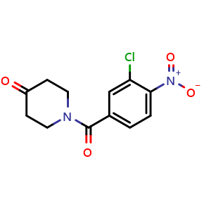Chemical structure of 1-(3-chloro-4-nitrobenzoyl)piperidin-4-one , CAS 903528-78-9, AChemBlock V145728