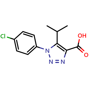 Chemical structure of 1-(4-chlorophenyl)-5-isopropyl-1H-1,2,3-triazole-4-carboxylic acid , CAS 1017444-93-7, AChemBlock V145733