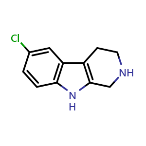 Chemical structure of 6-chloro-2,3,4,9-tetrahydro-1H-pyrido[3,4-b]indole , CAS 23046-68-6, AChemBlock V145745