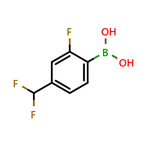 Chemical structure of (4-(difluoromethyl)-2-fluorophenyl)boronic acid , CAS 1004775-32-9, AChemBlock V145754