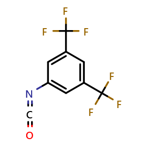 Chemical structure of 3,5-Bis(trifluoromethyl)phenyl Isocyanate , CAS 16588-74-2, AChemBlock V145800