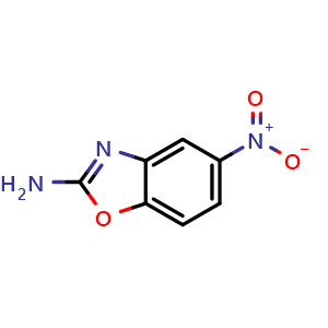 Chemical structure of 2-Amino-5-nitrobenzoxazole , CAS 64037-16-7, AChemBlock V145816