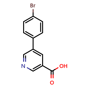 Chemical structure of 5-(4-Bromophenyl)nicotinic Acid , CAS 887973-36-6, AChemBlock V145819