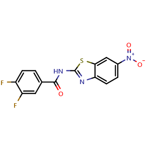 Chemical structure of 3,4-Difluoro-N-(6-nitro-2-benzothiazolyl)benzamide , CAS 313222-96-7, AChemBlock V145861