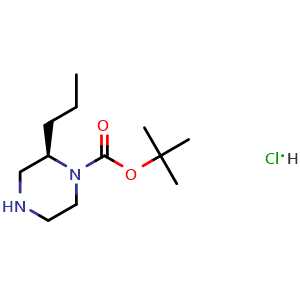 Chemical structure of (R)-1-Boc-2-propylpiperazine Hydrochloride , CAS 1217449-00-7, AChemBlock V145874