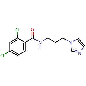 Chemical structure of N-[3-(1-Imidazolyl)propyl]-2,4-dichlorobenzamide , CAS 349092-52-0, AChemBlock V145894