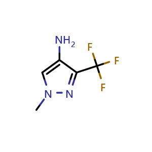Chemical structure of 4-Amino-1-methyl-3-(trifluoromethyl)pyrazole , CAS 1006436-44-7, AChemBlock V145932
